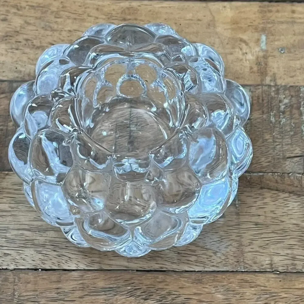Orrefors Raspberry Crystal Glass Votive Candle Holders (2) 4